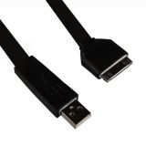 USB кабель LP для Apple iPhone, iPad 30 pin плоский широкий черный, коробка