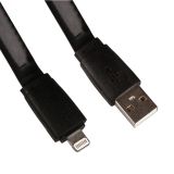 USB кабель LP для Apple iPhone, iPad 8 pin плоский широкий, черный, коробка