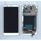 Дисплей (экран) в сборе с тачскрином для LG G2 белый с рамкой
