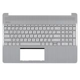 Клавиатура (топ-панель) для ноутбука HP 15s-eq1006u светло-серая со светло-серым топкейсом