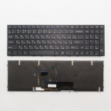 Клавиатура для ноутбука DNS Clevo P650SG, P650SE черная с белой подсветкой