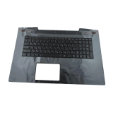Клавиатура (топ-панель) для ноутбука Lenovo IdeaPad Y70-70 черная с черным топкейсом и подсветкой