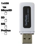 USB Картридер All in 1 "Mini пластиковый 532" (белый с черным)