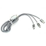 Кабель для зарядки USB 3в1 Apple Lightning 8Pin, USB Type-C, Micro USB 1м серый
