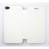 Задняя крышка-флип для Apple iPhone 4 белая, текстура карбон, прозрачный бокс