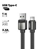 USB кабель REMAX Platinum Pro RC-154a Type-C, 2.4A, 1м, PVC (черный)