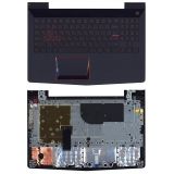 Клавиатура (топ-панель) для ноутбука Lenovo Legion Y520 Y520-15IKB черная с черным топкейсом (с разбора)