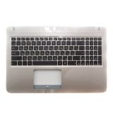 Клавиатура (топ-панель) для ноутбука Asus X540NA черная c золотым топкейсом (с разбора)