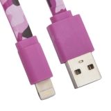 USB Дата-кабель для Apple Lightning 8-pin плоский Army Printing 1 метр (розовый камуфляж)