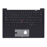 Клавиатура (топ-панель) для ноутбука Lenovo ThinkPad X1 Carbon Gen 9 черная с черным топкейсом (с разбора)
