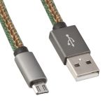 USB Дата-кабель Micro USB в джинсовой оплетке (зеленый/коробка)