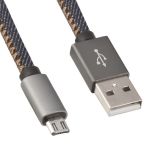 USB Дата-кабель Micro USB в джинсовой оплетке (синий/коробка)