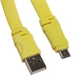 USB Дата-кабель Micro USB плоский "линейка см. ft" 1,2 метра (желтый/европакет)