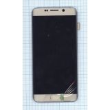 Дисплей (экран) в сборе с тачскрином для Samsung Galaxy S6 Edge+ (Plus) SM-G928F золотистый с рамкой (Premium LCD)