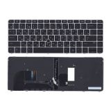 Клавиатура для ноутбука HP EliteBook 745 G3, 745 G4, 840 G3 черная с серебряной рамкой, трекпойнтом и подсветкой