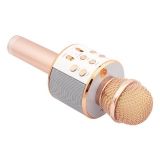 Караоке микрофон-колонка WSTER WS-858 Bluetooth, USB, Line-In/Out розовая, коробка