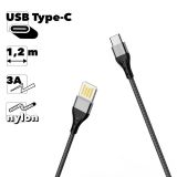 USB кабель BOROFONE BU11 Tasteful Type-C, 1.2м, 3A, нейлон (серый)