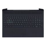 Клавиатура (топ-панель) для ноутбука HP Pavilion Gaming 15-EC черная с черным топкейсом, с подсветкой (с разбора)