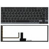 Клавиатура для ноутбука Toshiba Satellite U900 U920T U840 U800 черная с серой рамкой и подсветкой