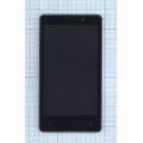 Дисплей (экран) в сборе с тачскрином для Nokia Lumia 820 черный с рамкой