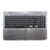 Клавиатура (топ-панель) для ноутбука Samsung NP370R5E, NP370R5V, NP450R5E черная с серым топкейсом