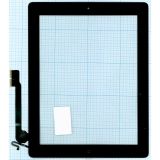 Сенсорное стекло (тачскрин) для Ipad 4 черное + кнопка home и cable
