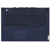 Клавиатура (топ-панель) для ноутбука Lenovo Legion 5-17ITH6H черная с синим топкейсом