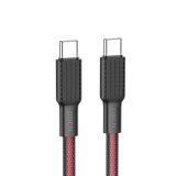 USB-C кабель HOCO X69 Jaeger Type-C 3А PD60W нейлон 1м (черный, красный)