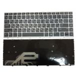 Клавиатура для ноутбука HP Probook 430 G5, 440 G5, 445 G5 черная с серебряной рамкой