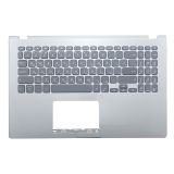 Клавиатура (топ-панель) для ноутбука Asus 15 X509UA серая с серебристым топкейсом