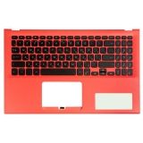 Клавиатура (топ-панель) для ноутбука Asus X512FA, X512FL черная с оранжевым топкейсом, с подсвекой (с разбора)