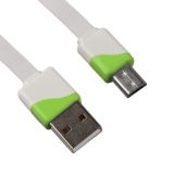 USB Дата-кабель Micro USB плоский в катушке 1 метр (зеленый)