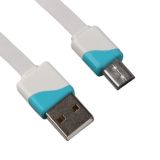 USB Дата-кабель Micro USB плоский в катушке 1 метр (синий)