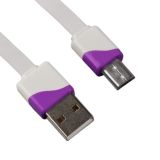 USB Дата-кабель Micro USB плоский в катушке 1 метр (фиолетовый)