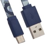 USB Дата-кабель MicroUSB плоский Army Printing 1 метр (голубой камуфляж)