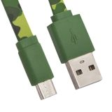 USB Дата-кабель MicroUSB плоский Army Printing 1 метр (зеленый камуфляж)