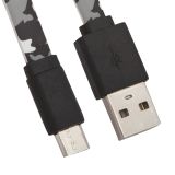 USB Дата-кабель MicroUSB плоский Army Printing 1 метр (черный камуфляж)