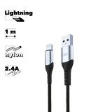 USB кабель Earldom EC-107I Lightning 8-pin, 2.4A, 1м, нейлон (белый)