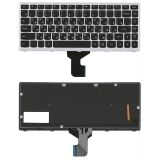 Клавиатура для ноутбука Lenovo IdeaPad Z400 черная с серой рамкой и подсветкой