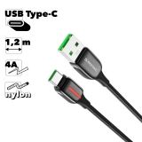 USB кабель BOROFONE BU14 Heroic Type-C, 1.2м, 5A, нейлон (черный)