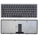 Клавиатура для ноутбука Lenovo IdeaPad Flex 2-14, G40-30, G40-70 черная с серебряной рамкой
