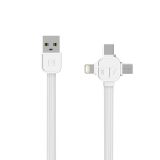 USB кабель REMAX Lesu RC-066th MicroUSB, Lightning 8-pin, Type-C, 1м, силикон (белый)