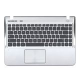 Клавиатура (топ-панель) для ноутбука Samsung SF310 SF311 черная с серебристым топкейсом