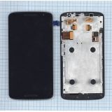 Дисплей (экран) в сборе с тачскрином для Motorola Moto X Play черный с рамкой