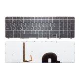Клавиатура для ноутбука HP Envy 17-2000 черная с серебристой рамкой с подсветкой
