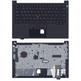Клавиатура (топ-панель) для ноутбука Lenovo Thinkpad E14 gen 2 черная с черным топкейсом