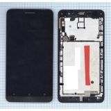 Дисплей (экран) в сборе с тачскрином для Asus ZenFone 6 A600CG черный с рамкой