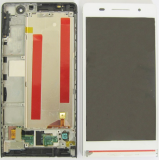 Дисплей (экран) в сборе с тачскрином для Huawei Ascend P6 белый с рамкой