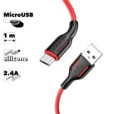 Кабель USB BOROFONE BX63 Charming MicroUSB 1м 2.4A силикон (красный)