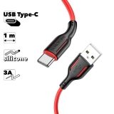 Кабель USB BOROFONE BX63 Charming Type-C 1м 3A силикон (красный)